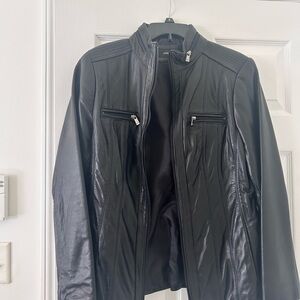 Women's Black Leather Coat